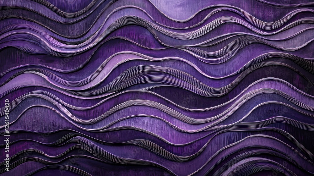 Poster abstract purple wave pattern: a mesmerizing digital artwork featuring layered, undulating waves in v