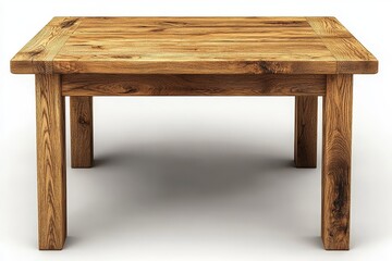Fototapeta premium Modern Solid Oak Dining Table Isolated On White Background. Elegant Furniture Design For Contemporary Home Decor.