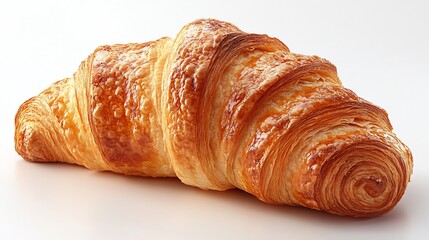 Crispy croissant with golden layers isolated on a transparent background ideal for bakery or caf promotions
