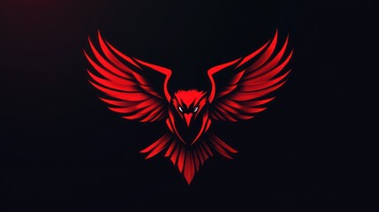 Fototapeta premium Fiery Red Hawk in Flight: A Striking Digital Artwork