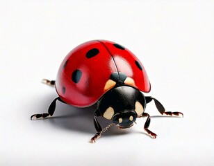 Fototapeta premium A ladybug on a white backdrop. Close up. 