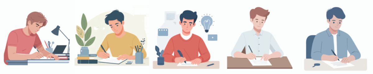 vector of young man writing