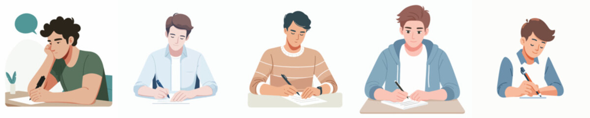 vector of young man writing