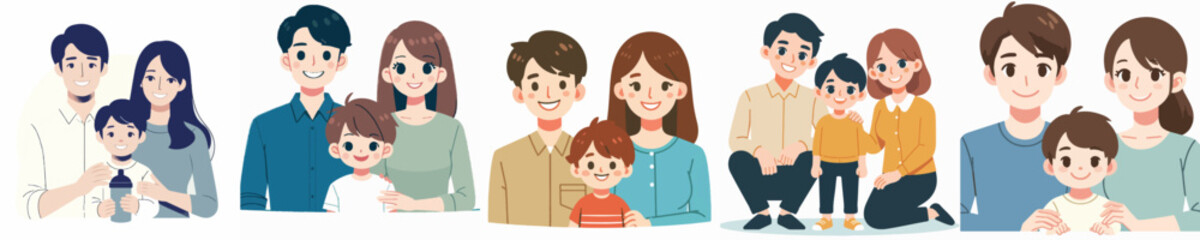 happy smiling little family vector