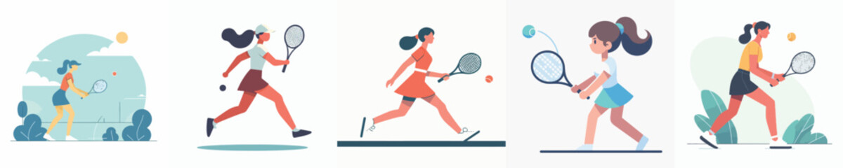 vector woman playing tennis