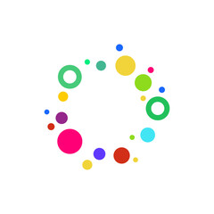 Colorful Circular Abstract Design Dots, Bubbles, and Rings