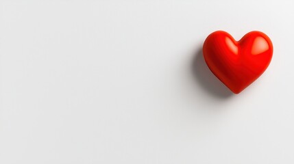 Fototapeta premium A Single Red Heart on White Background