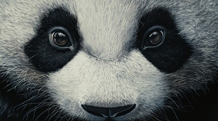 Fototapeta premium A Close-Up Portrait of a Giant Panda: Captivating Gaze and Exquisite Detail