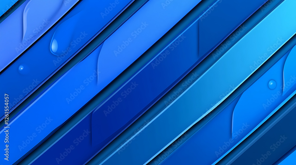 Poster abstract blue ribbon array with water droplets enhancing the artistic texture and depth of design