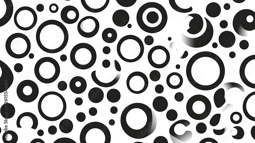 Poster abstract circle chaos a playful interplay of shapes and shadows in circular harmony background