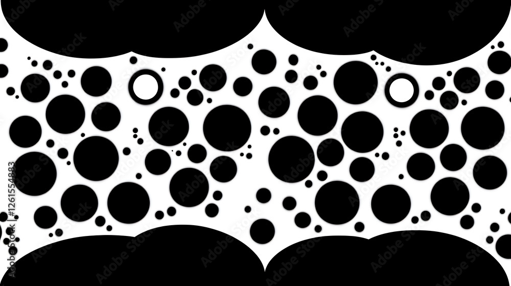 Poster abstract circular pattern monochrome graphic design with spheres and geometric arrangement