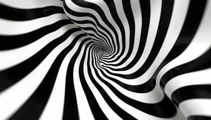 Abstract black and white swirling striped pattern on a smooth surface
