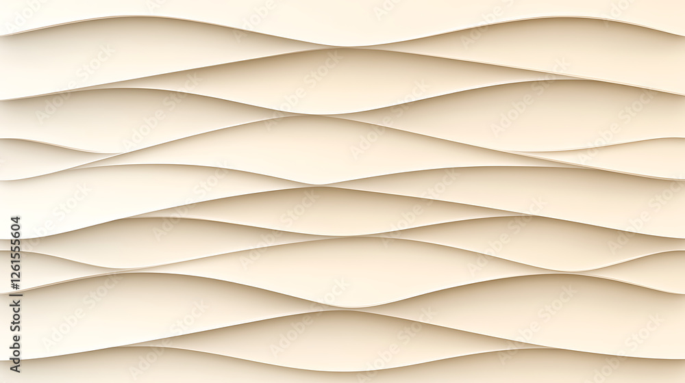 Poster abstract cream waves backdrop layered 3d effect wall design subtle shadows elegant pattern backgroun