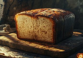 Rustic Large Bread Loaf Cut Open for Texture Detail