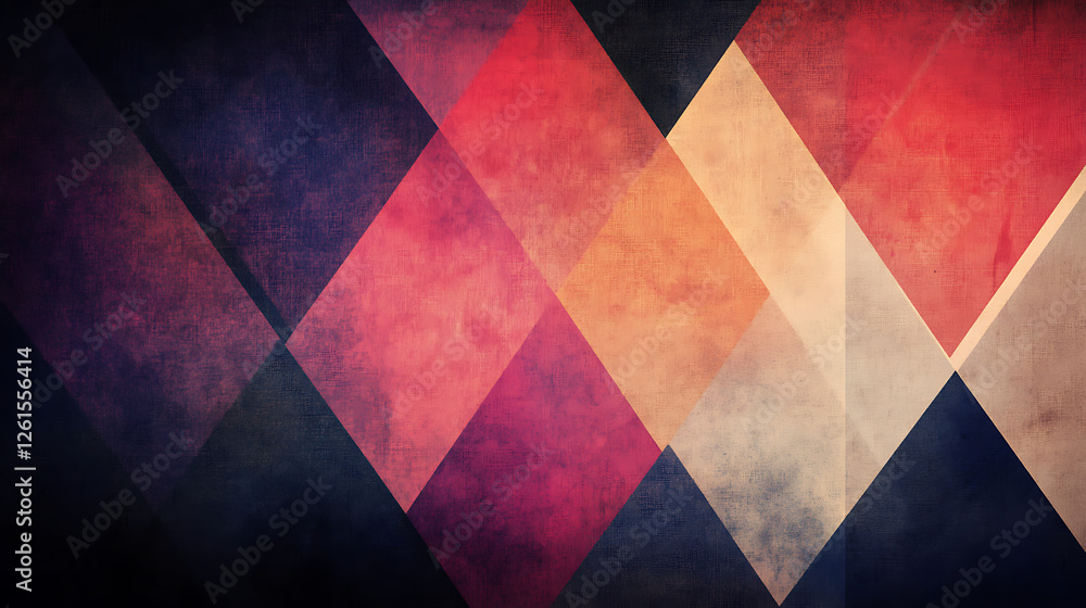 Poster abstract diamond geometric pattern playful textured color harmony bold design visual artistic canvas
