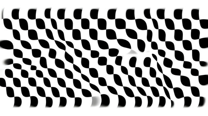 Abstract Distorted Checkered Pattern with Blurring Effects Creates Dynamic Black and White Design