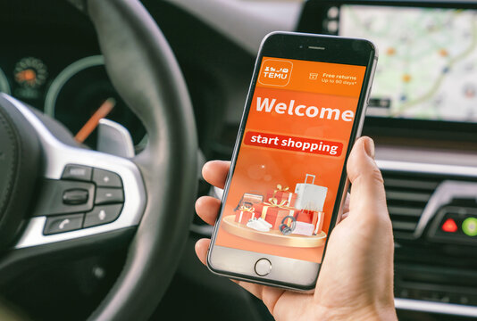 smart phone with TEMU app, a giant new Chinese mail order company.