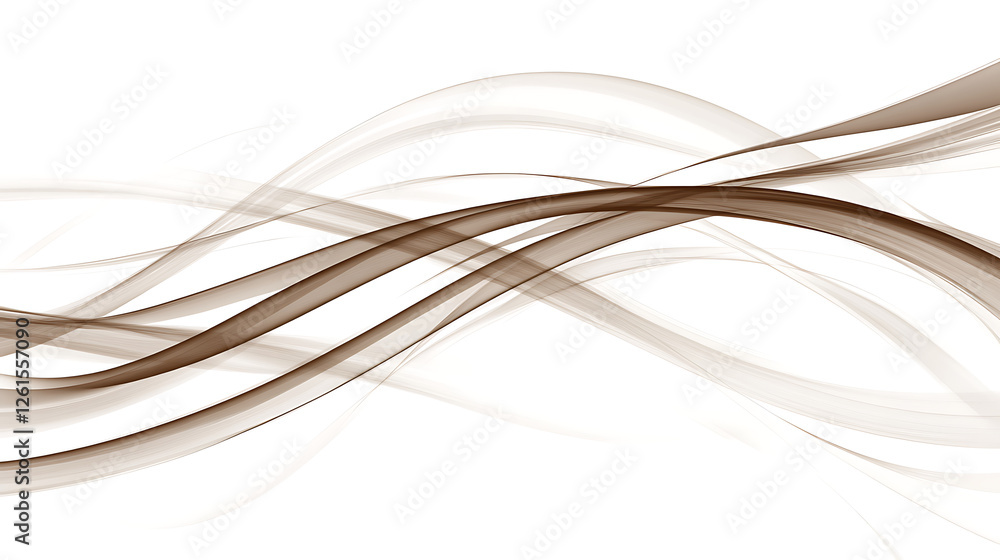 Poster abstract flowing wave design in brown and beige with subtle gradient on white background aesthetic