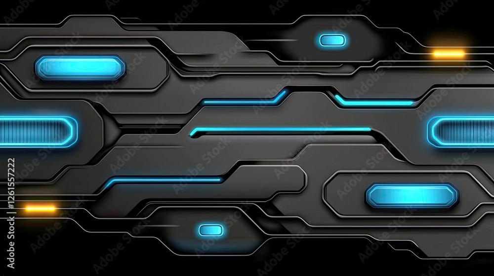 Poster abstract futuristic technology background: glowing circuits and digital network design