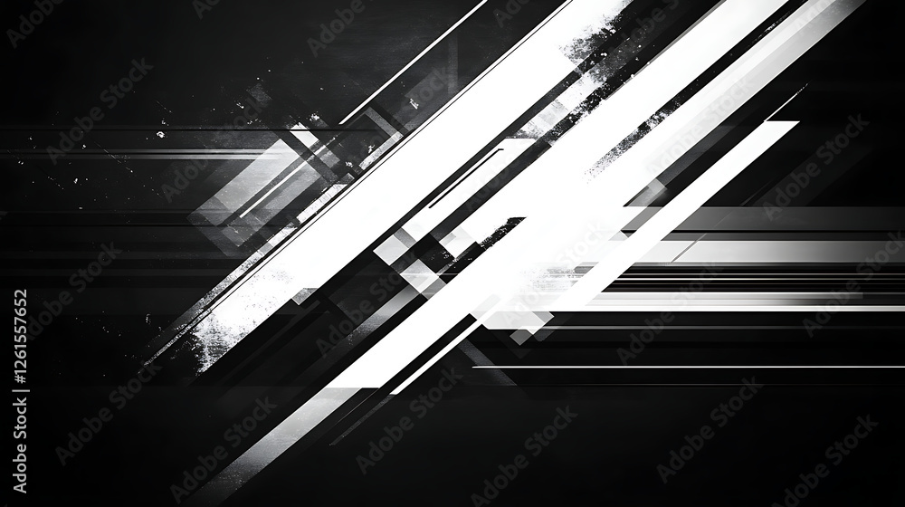 Poster abstract geometric pattern of black and white lines and shapes creates a modern visual backdrop