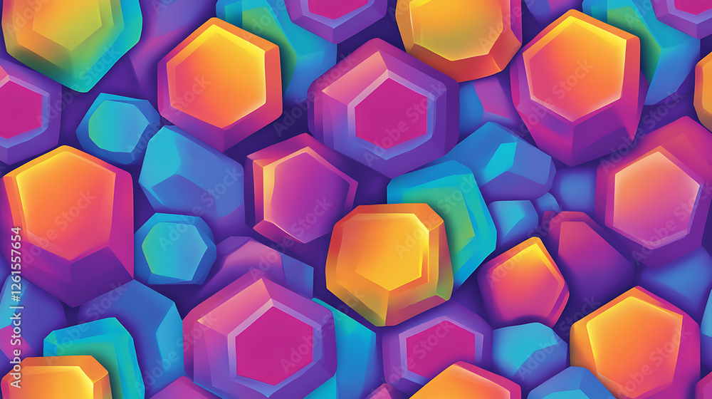 Poster abstract geometric gemstones art background with vibrant colors and angular shapes pattern