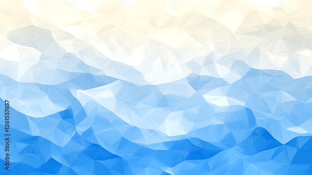 Poster abstract geometric ocean surface with triangular mosaic pattern and light color gradient aesthetic