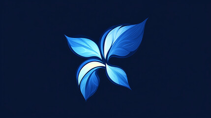 Abstract Leaf Cluster in Varying Blue Shades Digital Art Piece Floral Design Creative Illustration