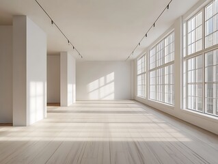 open space office with neutral-colored furniture