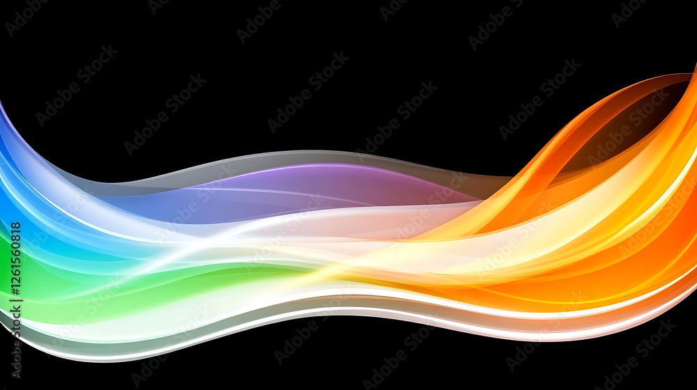 Poster abstract spectrum wave pattern with dynamic gradient flow on black background for modern design