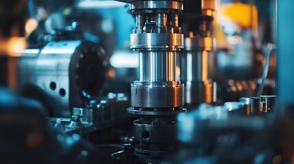 Industrial machinery, metal parts production, factory, close-up, manufacturing process, industrial background, for manufacturing industry websites