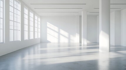 Fototapeta premium bright office with white walls and open layout 