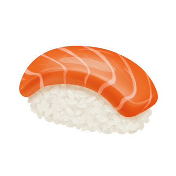 salmon nigiri sushi, orange, white background clip art preview