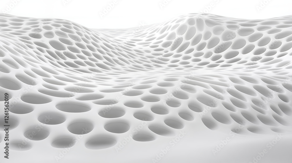 Poster abstract wave structure with voronoi pattern design in smooth white tones artistic graphic