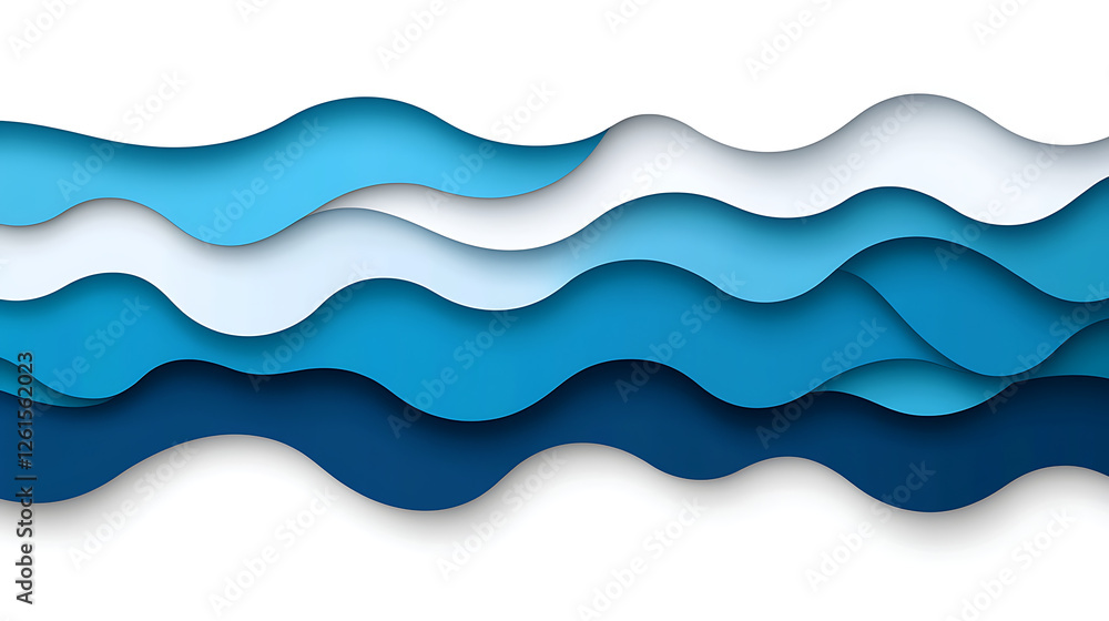 Poster abstract waves gradient layers background in tones of blues and white color scheme design concept