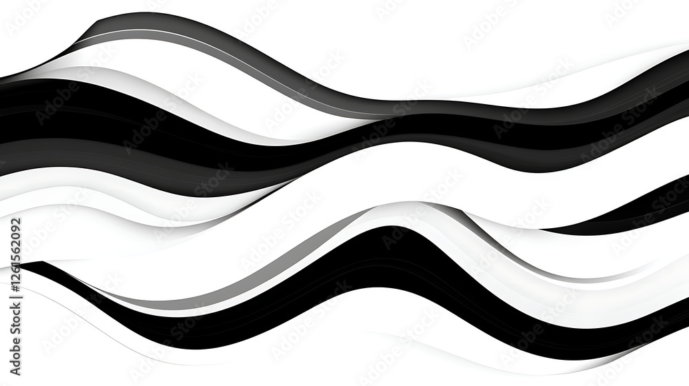 Poster abstract waves of movement in black white and gray dynamic design elegant swirls pattern