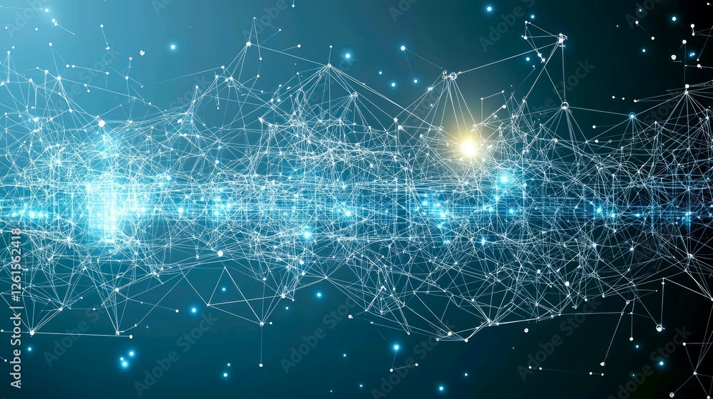 Poster abstract network connections: digital data visualization, futuristic technology concept