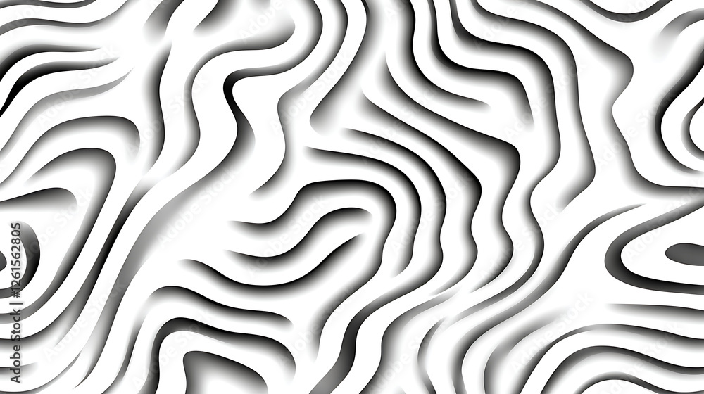 Poster abstract white swirls lines surface with gradient shadows artistic visual background design