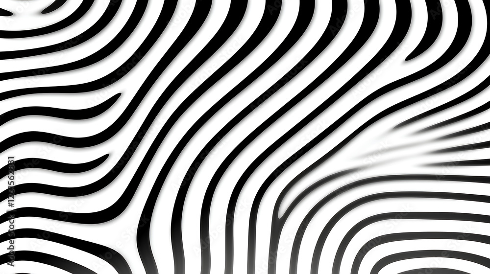 Poster Abstract Zebra Stripes Pattern with Elegant Wavy Lines for Sophisticated Background Design