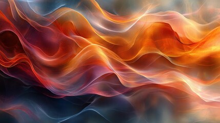 Obraz premium Abstract fiery orange waves flowing dark backdrop