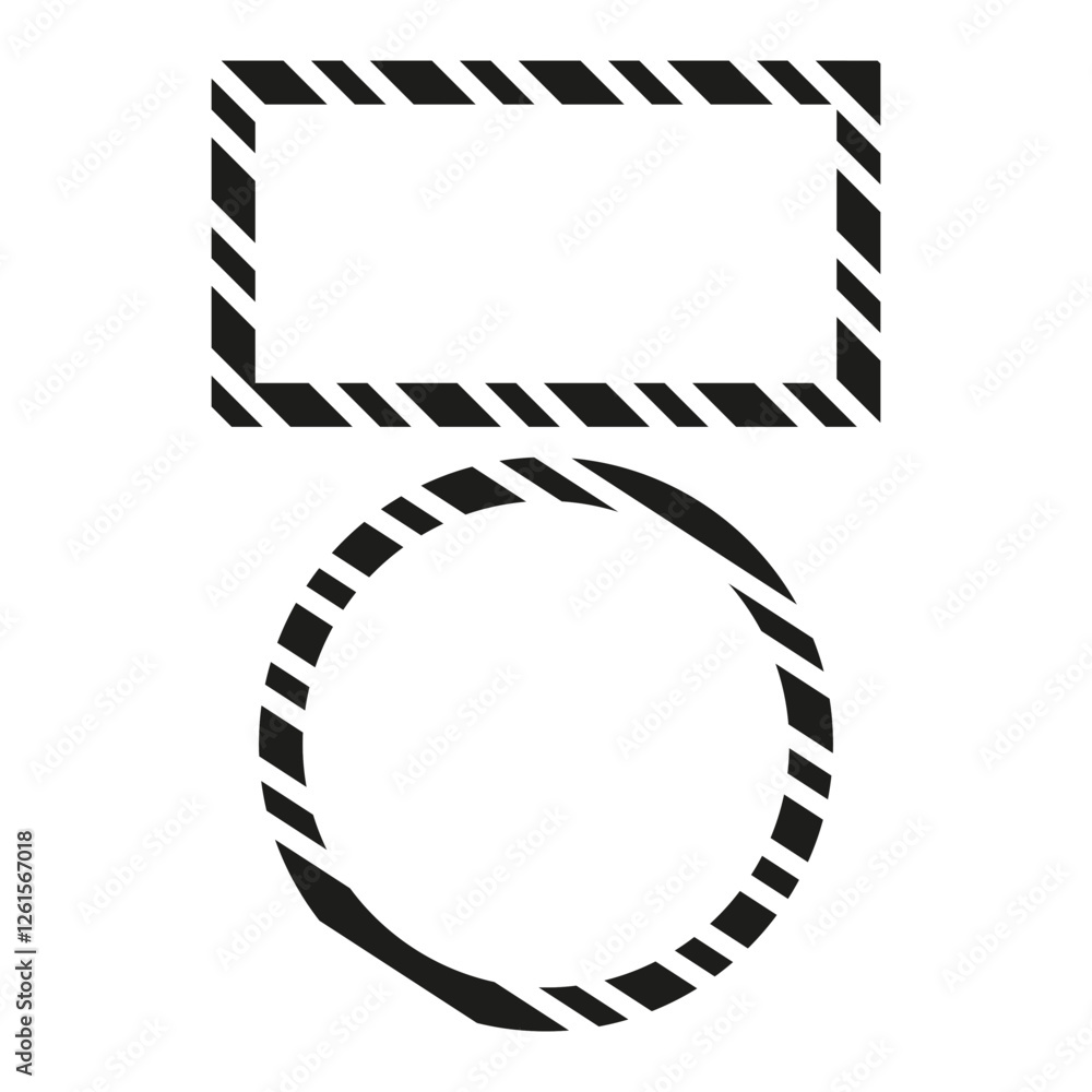 Poster striped geometric frames. rectangle and circle. black and white contrast. vector elements.