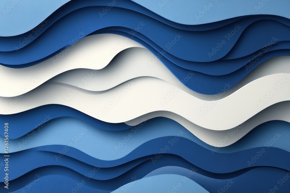 Poster abstract waves in varying shades of blue and white create a serene background for design use