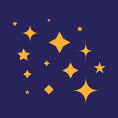 Golden stars. Shiny night sky. Sparkling cosmic elements. Vector illustration.