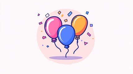 Colorful Balloons with Festive Confetti for Celebration Events