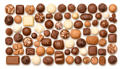 Fototapeta premium Assorted Chocolate Pieces An Array of Decadent Sweets A Delightful Selection of Confections and Truffles