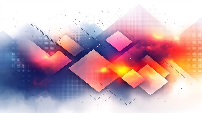 Abstract background with colorful squares and lines creating a modern and dynamic composition art