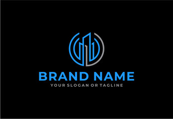 Modern circular building construction logo