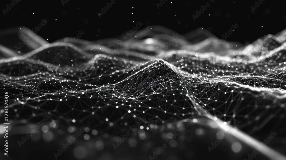Poster abstract representation of digital landscape with nodes
