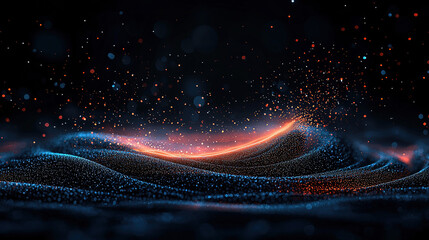 Energy flow background featuring glowing particles and dynamic energy waves for a futuristic technology or visual design.
