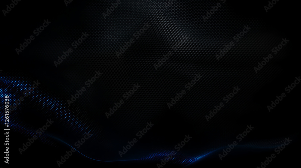 Poster black abstract wavy background with grid pattern and soft blue glowing elements visual display
