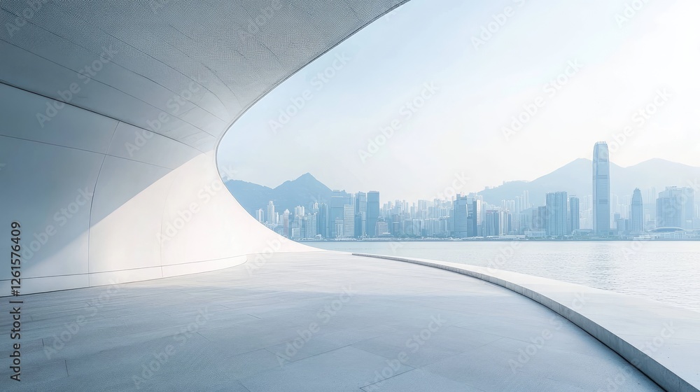Poster a minimalist white backdrop adorned with soft, flowing curves, giving a sense of elegance and modern